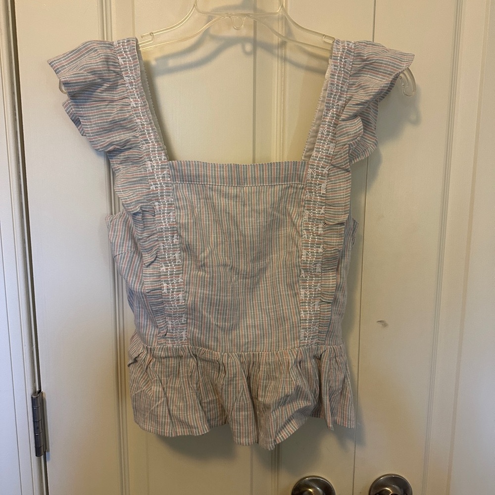 Japna Striped Ruffle Sleeve Top